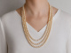 Around 1960! A exquisite 3-strand long Akoya pearl necklace in a gradient of 585 gold