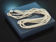 Around 1960! A exquisite 3-strand long Akoya pearl necklace in a gradient of 585 gold