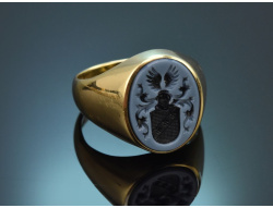 Um 1960! Sch&ouml;ner Herren Siegel Ring mit Wappengravur...