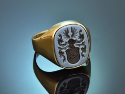 Um 1965! Klassischer Herren Siegel Ring mit Wappengravur...