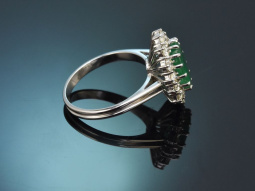Um 1980! Klassischer Smaragd Ring mit Brillanten aus...