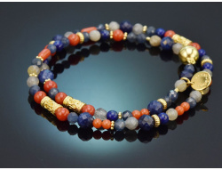 Ancient Chic! Fancy Armband Koralle Lapislazuli...