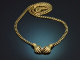 Um 1980! Seltene Statement Kette mit zwei H&auml;nden und Brillant aus Gold 750