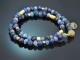 Deep Blue! Fancy Armband aus Saphir Iolith Lapislazuli und vergoldetem Silber 925