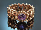 Southern Germany, circa 1880! Rare accordion-style bracelet with amethyst seed beads, 333 red gold