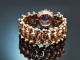 Southern Germany, circa 1880! Rare accordion-style bracelet with amethyst seed beads, 333 red gold