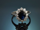 Hamburg um 1985! Feiner Saphir Ring mit Brillanten aus Wei&szlig;gold 750