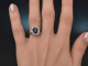 Hamburg um 1985! Feiner Saphir Ring mit Brillanten aus Wei&szlig;gold 750