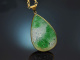 From our workshop! Jadeite pendant with a long beaded chain in 925 gold-plated silver