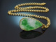 From our workshop! Jadeite pendant with a long beaded chain in 925 gold-plated silver