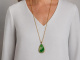 From our workshop! Jadeite pendant with a long beaded chain in 925 gold-plated silver