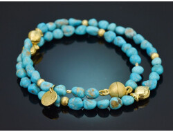 Summer Blue! Delicate double-strand turquoise bracelet...