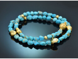 Summer Blue! Delicate double-strand turquoise bracelet...