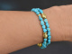Summer Blue! Feines 2reihiges T&uuml;rkis Armband mit vergoldetem Sterling Silber