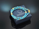 Summer Blue! Feines 2reihiges T&uuml;rkis Armband mit vergoldetem Sterling Silber