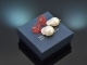 Coral Reef! Stylish earrings with baroque cultured pearls and red enamel, 925 silver