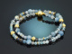 Soft Blue! Fancy bracelet with aquamarine, topaz, iolite and angelite, made from gold-plated silver