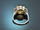 Vienna circa 1930! Fine Art Deco citrine ring set with diamonds in 585 white gold