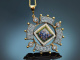 Italien um 1890! Feiner Mikromosaik Anh&auml;nger mit Kette aus Tombak und Gold