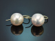 From our workshop! Delicate cultured pearl drop earrings in 585 gold