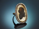Um 1780! Seltener Sp&auml;trokoko Silhouette Ring mit Saatperlen aus Gold 585