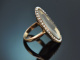 Um 1780! Seltener Sp&auml;trokoko Silhouette Ring mit Saatperlen aus Gold 585
