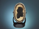 Um 1780! Seltener Sp&auml;trokoko Silhouette Ring mit Saatperlen aus Gold 585