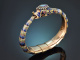 Schlesien 1836! Feinster Schlangen Armreif mit Diamanten und Emaille aus Gold 585