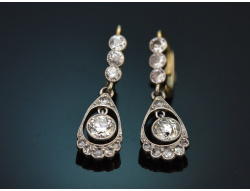 Um 1910! Feinste Belle Epoque Diamant Ohrringe aus Gold...