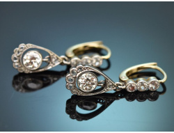 Um 1910! Feinste Belle Epoque Diamant Ohrringe aus Gold...