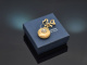 Um 1955! Schleifen-Brosche mit abnehmbarem Doppel Medaillon Diamanten Gold 585
