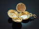 Um 1955! Schleifen-Brosche mit abnehmbarem Doppel Medaillon Diamanten Gold 585