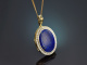 Hamburg um 1985! Feiner Medaillon Anh&auml;nger mit Diamanten und Lapislazuli aus Gold 585