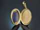 Hamburg um 1985! Feiner Medaillon Anh&auml;nger mit Diamanten und Lapislazuli aus Gold 585