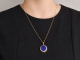Hamburg um 1985! Feiner Medaillon Anh&auml;nger mit Diamanten und Lapislazuli aus Gold 585