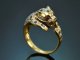 Stuttgart um 1985! Leoparden Ring mit Diamanten Smaragde Rubine Gold 750