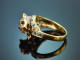 Stuttgart um 1985! Leoparden Ring mit Diamanten Smaragde Rubine Gold 750