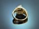 Stuttgart um 1985! Leoparden Ring mit Diamanten Smaragde Rubine Gold 750