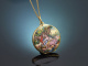 Um 1950! Emaille Medaillon Anh&auml;nger mit Sch&auml;ferszene aus Gold 585