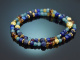 Colours of Morocco! Fancy Armband aus Lapislazuli Citrin Sodalith Achat Granat und vergoldetem Silber