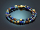 Colours of Morocco! Fancy Armband aus Lapislazuli Citrin Sodalith Achat Granat und vergoldetem Silber