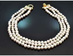 Classy Pearls! Elegant 3-strand cultured pearl necklace...