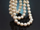 Classy Pearls! Elegant 3-strand cultured pearl necklace with a clasp in gold-plated 925 silver