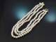 Classy Pearls! Elegant 3-strand cultured pearl necklace with a clasp in gold-plated 925 silver