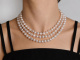 Classy Pearls! Elegant 3-strand cultured pearl necklace with a clasp in gold-plated 925 silver