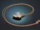 S&uuml;ddeutsch um 1900! Vergissmeinnicht Herz Medaillon Anh&auml;nger mit Kette Gold 585 und 333