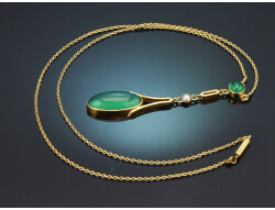 Um 1915! Lavalli&egrave;re Collier mit Chrysopras und...