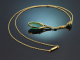 Um 1915! Lavalli&egrave;re Collier mit Chrysopras und Halbperle aus vergoldetem Silber