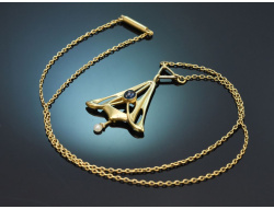 Um 1900! H&uuml;bsches Jugendstil Collier mit Saphir und...
