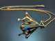 Um 1900! H&uuml;bsches Jugendstil Collier mit Saphir und Saatperle aus Gold 585